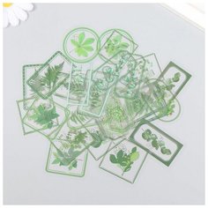 Наклейки для творчества Теги - Зелёные листья набор 30 шт 0,2х8х11 см Китай