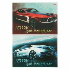 Альбом для рисования А4, 40 листов на клею Спортивный авто, обложка мелованный картон, ВД-лак, блок 100г/м2, Китай