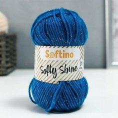 Пряжа 70% акрил, 30% шёлк "Softy Shine" 50 гр 85 м цвет 34 тёмно-синяя 7656203 Softino