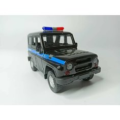 Коллекционная машинка игрушка металлическая УАЗ-469 для мальчиков масштабная модель 1:24 черно-синий Alexstore