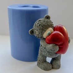 Силиконовая форма для мыла Тедди с сердцем 3D, для свечей, гипса 1шт Нет бренда