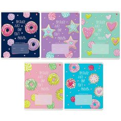 Тетрадь школьная А5,12л, клетка, сладкое настроение,5диз,10шт/уп,7-12-1141/1 Альт