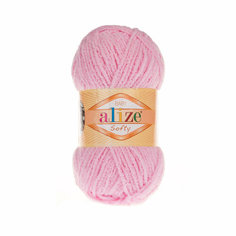 Пряжа Alize Softy цв.185 детский розовый, 100%микрополиэстер, 115м, 50г, 2 мотка