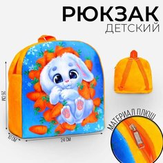 Рюкзак детский плюшевый «Зайка в морковке», 26×24 см Россия