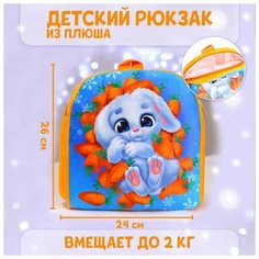 Рюкзак детский плюшевый «Зайка в морковке», 26×24 см Milo Toys