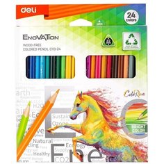 Карандаши цветные 24 цвета Deli Enovation (L=175мм, 3гр), 12 уп.