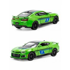 Машинка металлическая Kinsmart 1:38 «2017 Chevrolet Camaro ZL1 Livery Edition» инерционная, зелёная KT5399DF-4