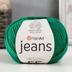 Пряжа YarnArt - Jeans, 55% хлопок, 45% акрил, 160м/50гр, №3.5, цвет зеленый, 1 шт.