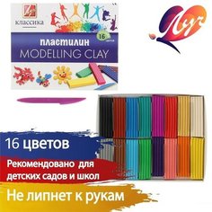 Пластилин 16 цветов 320 г "Классика" Луч