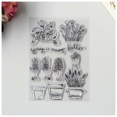 Штамп для творчества силикон "Весенние цветы" 15х10 см Noname