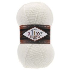 Пряжа Alize Lanagold Fine (Ализе Ланаголд Файн) - 3 мотка, 450 жемчужный, 49% шерсть, 51% акрил 390м/100г