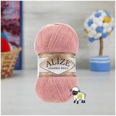 Пряжа ALIZE Angora Gold, пудра - 144, 20% шерсть, 80% акрил, 5 мотков, 100 г, 550 м.