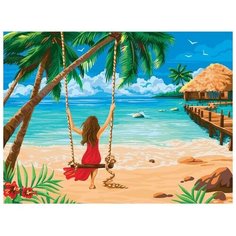 Алмазная мозаика на подрамнике с полным заполнением «Девушка на пляже», 30х40см. В наборе 1шт. Школа талантов
