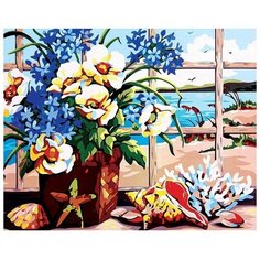 Алмазная мозаика на подрамнике с полным заполнением «Цветы у окна», 40х50см Школа талантов