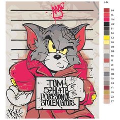 Картина по номерам, 80 x 100, IIIR-p-94, том и джерри, мультфильм, кот, юмор, "Живопись по номерам", набор для раскрашивания, раскраска