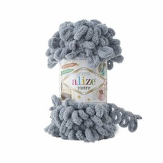 Пряжа ALIZE Puffy (Alize), серый - 428, 100% микрополиэстер, 5 мотков, 100 г, 9.5 м.