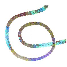 Пайетки для рукоделия на нитке перламутровые хаки / Лента (тесьма) с пайетками 2 метра DMO