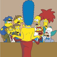 Картина по номерам на холсте на деревянном подрамнике "Simpsons Симпсоны: Мардж в платье", Раскраска 40x40 см, Мультфильмы