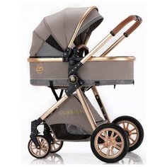 Коляска-трансформер Luxmom V9 2в1, легкая коляска для новорожденных (коричневая)