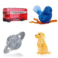 Игрушки для детей Сборная модель комплект подарочный 4 штуки Идея подарка ребенку день рождения Автобус, Птичка на ветке, Сатурн, Собачка Iq Toy