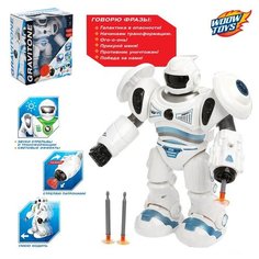 Робот Woow Toys Робот-игрушка "GRAVITONE", световые и звуковые эффекты, работает от батареек, русская озвучка, цвета МИКС, для мальчиков, белый/зеленый