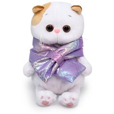 Мягкая игрушка BUDI BASA collection Кошечка Ли-Ли Baby в дутом шарфе, 20 см, белый/фиолетовый