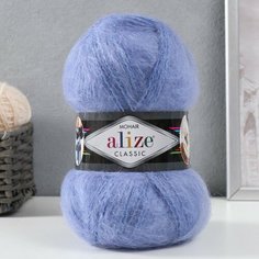 Пряжа "Mohair classic" 25% мохер, 24% шерсть, 51% акрил 200м/100гр (40 голубой) Alize