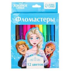 Фломастеры, 12 цветов, в картонной коробке, Холодное сердце Disney