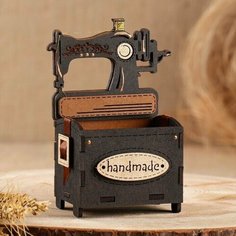 Сувенир-игольница Швейная машинка, МДФ, Дуб-черный, 7,5х5,5х12,5 см Нет бренда