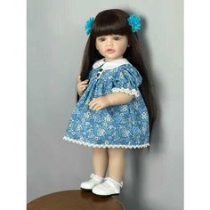 Кукла реборн NPK Doll 55 см, силиконовая. Бетти в синем платье. Можно купать Bzdoll
