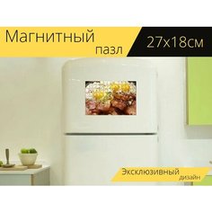 Магнитный пазл "Яичница, бекон, завтрак" на холодильник 27 x 18 см. Lots Prints
