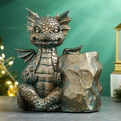 Карандашница "Дракон" бронза с окислением, 15,5х19см Хорошие сувениры