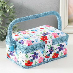 Шкатулка для рукоделия "Цветение на белом" 18х12х9.5 см Сима ленд