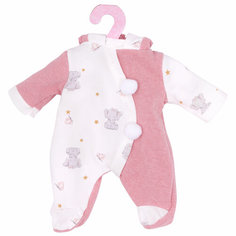 Одежда для кукол и пупсов 25-29 см Munecas dolls ANTONIO JUAN 91026-20 комбинезон с помпонами и капюшоном, цвет розовый, белый