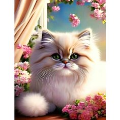 Алмазная мозаика на подрамнике 40*50 "Пушистая кошечка" Нет бренда