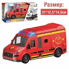 Конструктор винтовой "Пожарный фургон", свет, звук, инерция, 50 деталей Pr Market