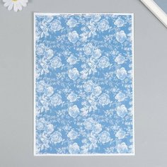 Декупажная карта "Белые цветы" плотность 45г/м2, формат А4, 5 штук Noname