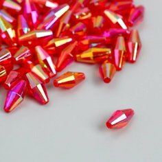 Арт Узор Бусины для творчества пластик "Ромб-кристалл голография красный" набор 20 гр 0,6х0,6х1,2 см 989630