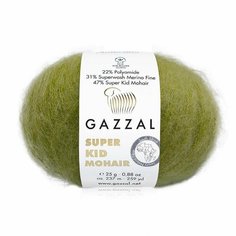 Пряжа GAZZAL SUPER KID MOHAIR (Gazzal), фисташка - 64422, 47% супер кидмохер, 31% тонк. мерин. шерсть супервош, 22% полиамид, 6 мотков, 25 г, 237 м.
