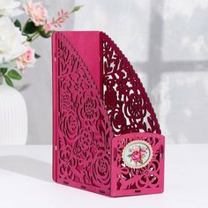 Подставка для бумаг "Летние цветы", золото, 9,5х18,5х24,5 см, МДФ Miki Market