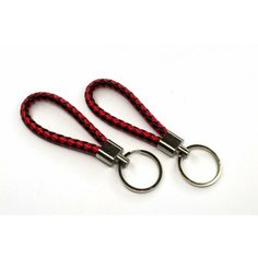 Основа для брелока 115х15,5мм, кольцо 30мм, цвет черный/красный/платина, кожзам/железо, 17-029, 1шт Мелодия бисера