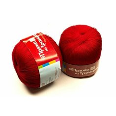 Пряжа Астра, цвет 0042 красный, 100% хлопок мерсеризованный, 100г, 610м, Троицк, 1шт Троицкая камвольная фабрика