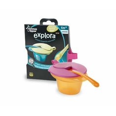 Тарелочка Tommee tippee с отделением для охлаждения и разминания пищи, крышкой и ложечкой, 4+
