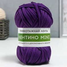 Пряжа трикотажная 100% хлопок Лентино mini 100 гр 40 м цвет 27 ежевика, 2 шт. Нет бренда