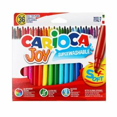 Фломастеры 30 цветов 36 штук Joy, 2.6мм, смываемые, увеличенный ресурс, суперяркие, европодвес Россия