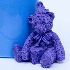Силиконовая форма для мыла Тедди с кубиком 3D, для гипса, свечей 1шт, 6,5*3*4,5 см Нет бренда