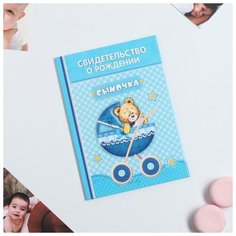 Папка для свидетельства о рождении мальчика "Коляска", под новый формат, А5, 23 х 17 см Нет бренда