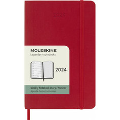 Еженедельник Moleskine CLASSIC SOFT на 2024 год Pocket 90x140мм 144стр. мягкая обложка красный