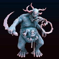 Fantasy War миниатюры / Вар / Демон / Demon / Демон с демоном / Demon with demon / игровая фигурка для раскрашивания / база 26мм Portal Goblin Studio