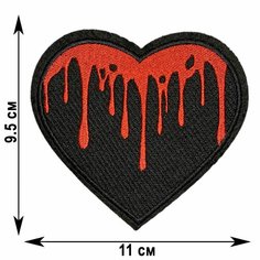 Нашивка, шеврон, патч (patch) Черное сердце в крови, размер 11*9,5 см Rocknrolla